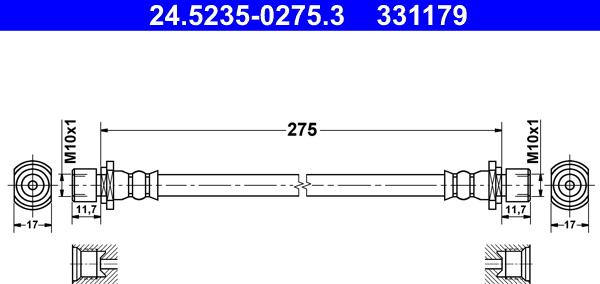 ATE 24.5235-0275.3 - Тормозной шланг autospares.lv