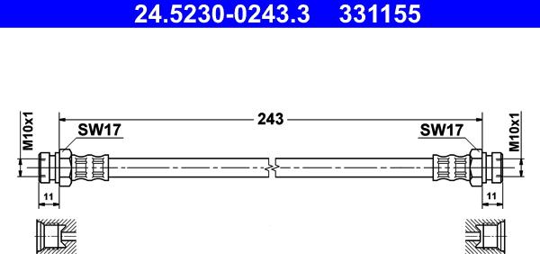 ATE 24.5230-0243.3 - Тормозной шланг autospares.lv