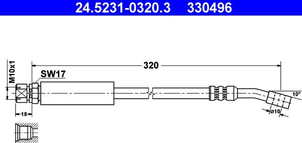 ATE 24.5231-0320.3 - Тормозной шланг autospares.lv