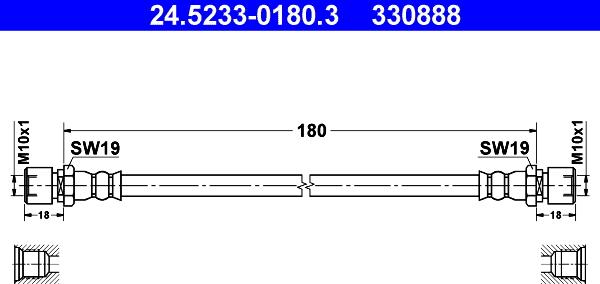 ATE 24.5233-0180.3 - Тормозной шланг autospares.lv