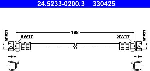 ATE 24.5233-0200.3 - Тормозной шланг autospares.lv