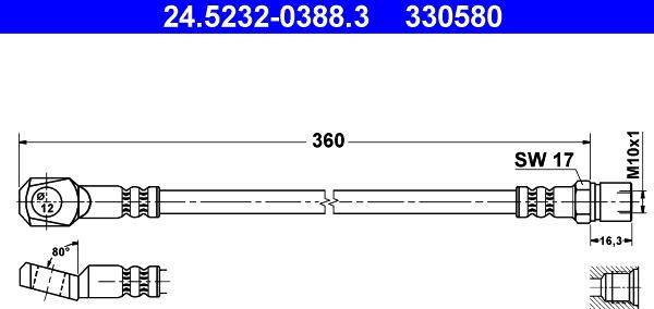 ATE 24.5232-0388.3 - Тормозной шланг autospares.lv