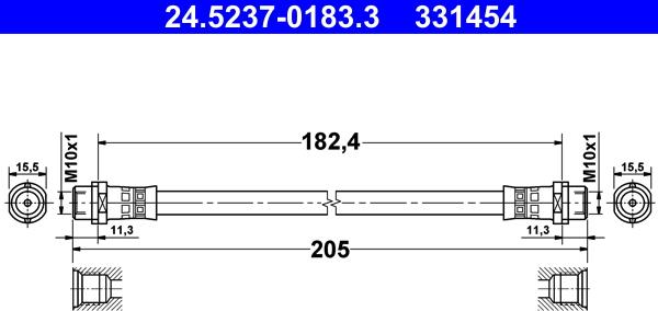 ATE 24.5237-0183.3 - Тормозной шланг autospares.lv