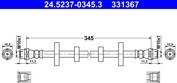 ATE 24.5237-0345.3 - Тормозной шланг autospares.lv