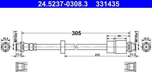 ATE 24.5237-0308.3 - Тормозной шланг autospares.lv