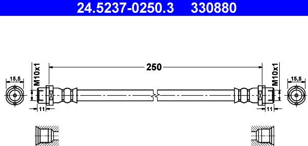 ATE 24.5237-0250.3 - Тормозной шланг autospares.lv