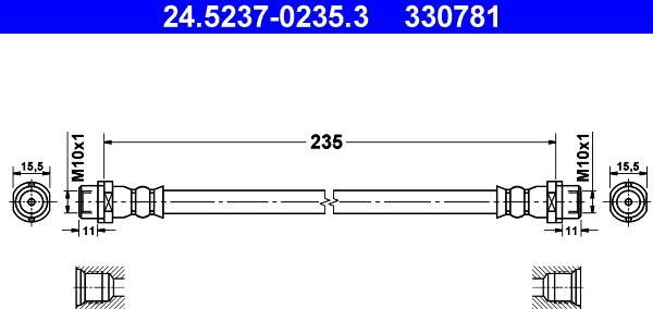 ATE 24.5237-0235.3 - Тормозной шланг autospares.lv