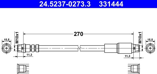 ATE 24.5237-0273.3 - Тормозной шланг autospares.lv