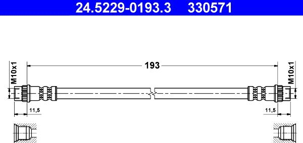 ATE 24.5229-0193.3 - Тормозной шланг autospares.lv