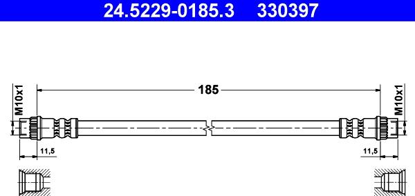 ATE 24.5229-0185.3 - Тормозной шланг autospares.lv