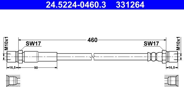 ATE 24.5224-0460.3 - Тормозной шланг autospares.lv