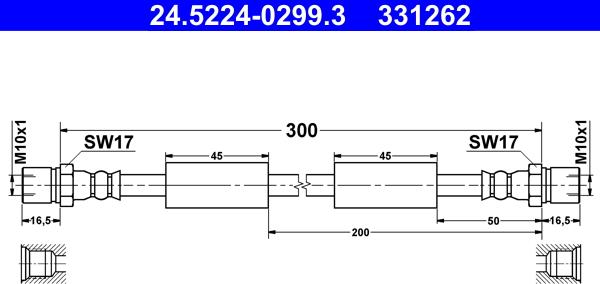 ATE 24.5224-0299.3 - Тормозной шланг autospares.lv