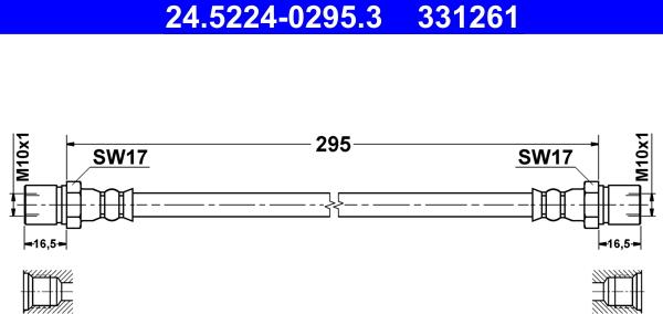 ATE 24.5224-0295.3 - Тормозной шланг autospares.lv