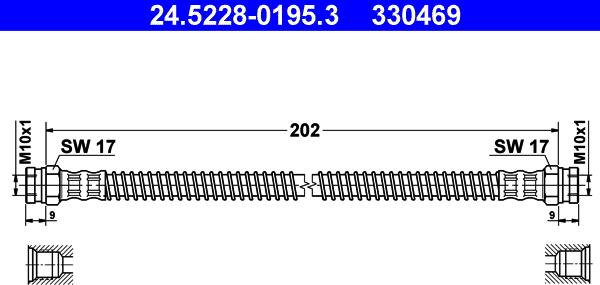 ATE 24.5228-0195.3 - Тормозной шланг autospares.lv