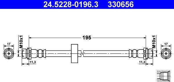 ATE 24.5228-0196.3 - Тормозной шланг autospares.lv