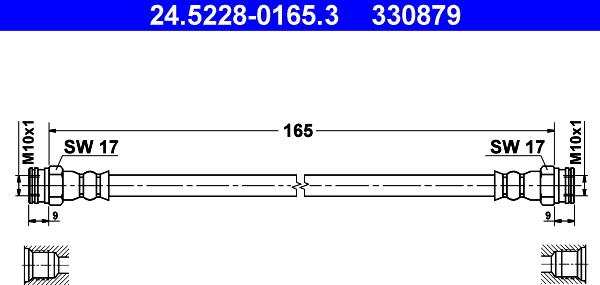 ATE 24.5228-0165.3 - Тормозной шланг autospares.lv