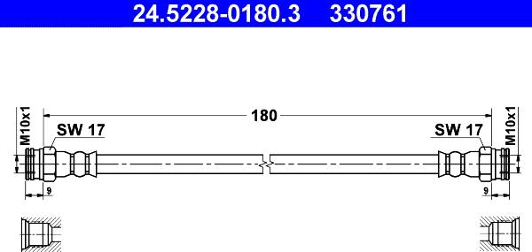 ATE 24.5228-0180.3 - Тормозной шланг autospares.lv