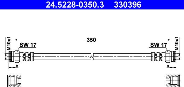 ATE 24.5228-0350.3 - Тормозной шланг autospares.lv