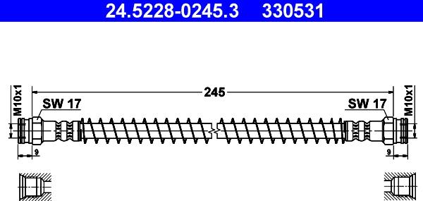 ATE 24.5228-0245.3 - Тормозной шланг autospares.lv