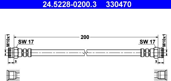 ATE 24.5228-0200.3 - Тормозной шланг autospares.lv