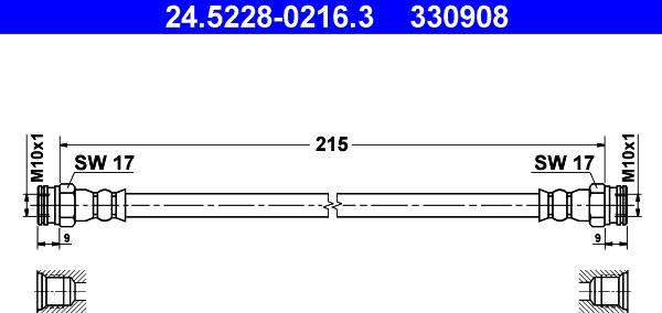 ATE 24.5228-0216.3 - Тормозной шланг autospares.lv