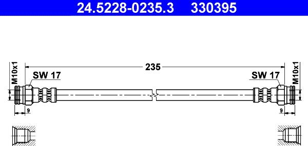 ATE 24.5228-0235.3 - Тормозной шланг autospares.lv