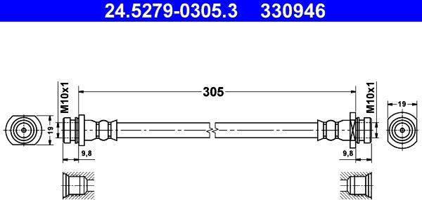 ATE 24.5279-0305.3 - Тормозной шланг autospares.lv