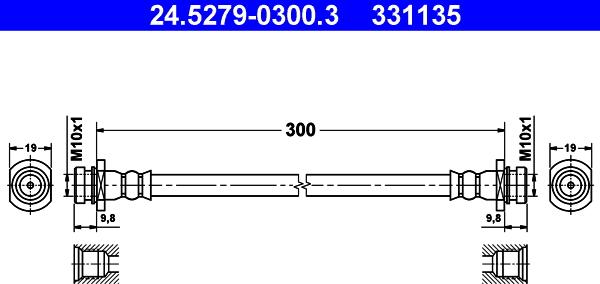 ATE 24.5279-0300.3 - Тормозной шланг autospares.lv