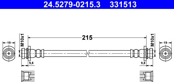 ATE 24.5279-0215.3 - Тормозной шланг autospares.lv