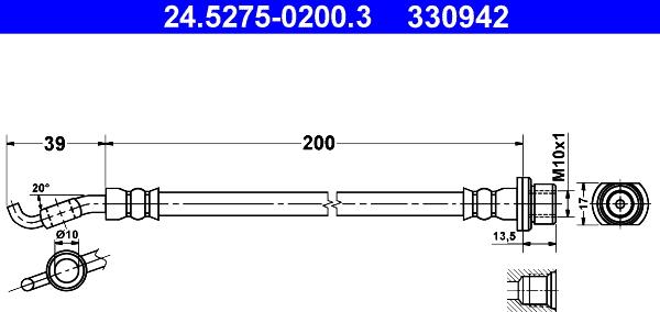 ATE 24.5275-0200.3 - Тормозной шланг autospares.lv