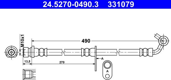 ATE 24.5270-0490.3 - Тормозной шланг autospares.lv