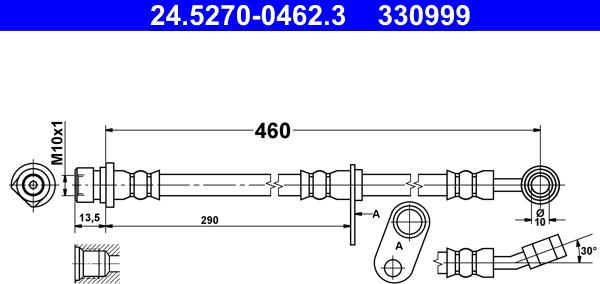 ATE 24.5270-0462.3 - Тормозной шланг autospares.lv