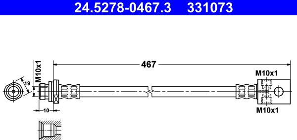 ATE 24.5278-0467.3 - Тормозной шланг autospares.lv