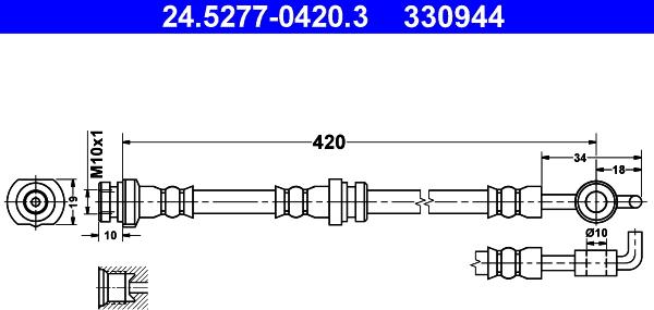 ATE 24.5277-0420.3 - Тормозной шланг autospares.lv