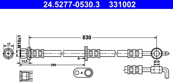 ATE 24.5277-0530.3 - Тормозной шланг autospares.lv