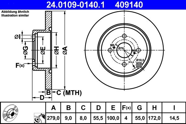 ATE 24.0109-0140.1 - Тормозной диск autospares.lv