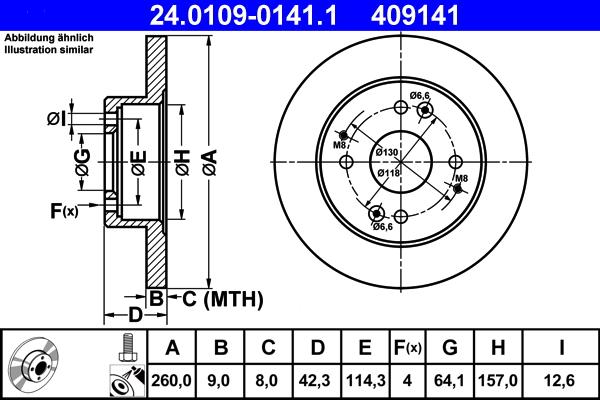 ATE 24.0109-0141.1 - Тормозной диск autospares.lv