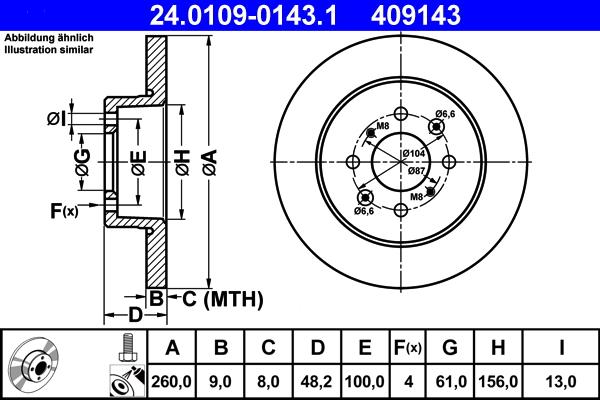 ATE 24.0109-0143.1 - Тормозной диск autospares.lv