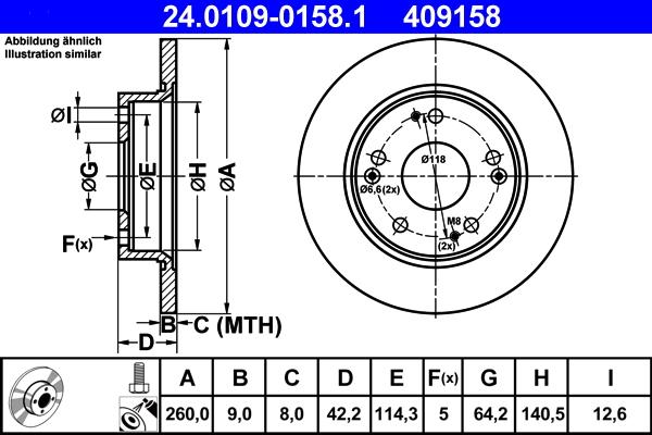 ATE 24.0109-0158.1 - Тормозной диск autospares.lv