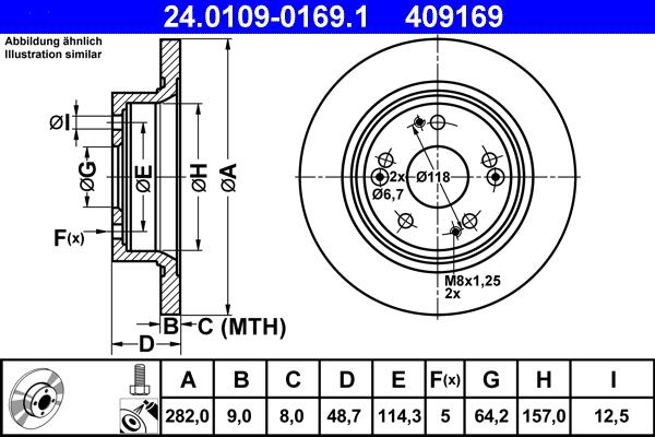 ATE 24.0109-0169.1 - Тормозной диск autospares.lv