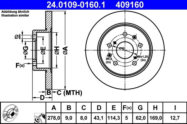 ATE 24.0109-0160.1 - Тормозной диск autospares.lv