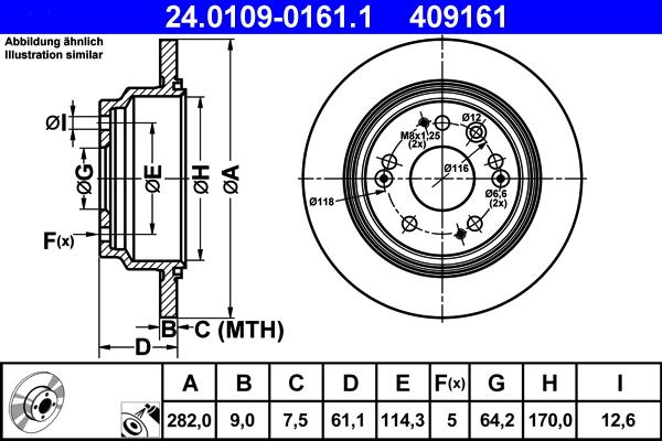 ATE 24.0109-0161.1 - Тормозной диск autospares.lv