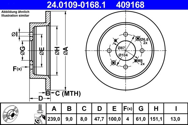 ATE 24.0109-0168.1 - Тормозной диск autospares.lv