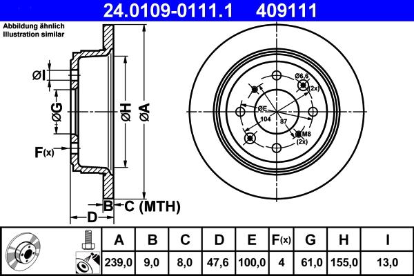 ATE 24.0109-0111.1 - Тормозной диск autospares.lv