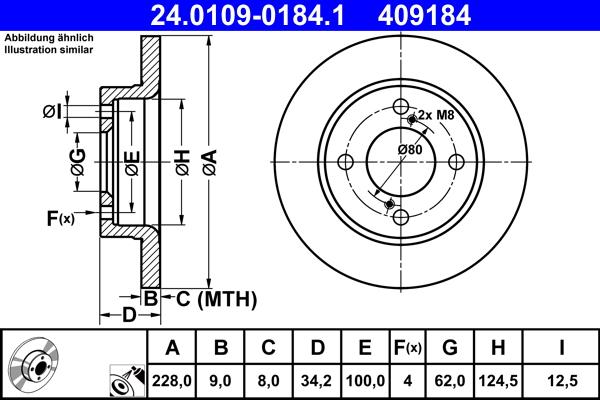 ATE 24.0109-0184.1 - Тормозной диск autospares.lv