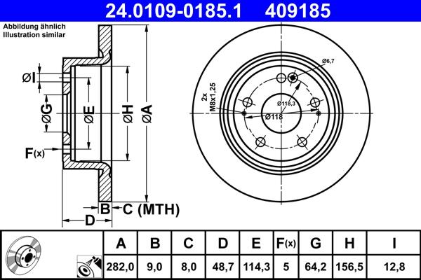 ATE 24.0109-0185.1 - Тормозной диск autospares.lv