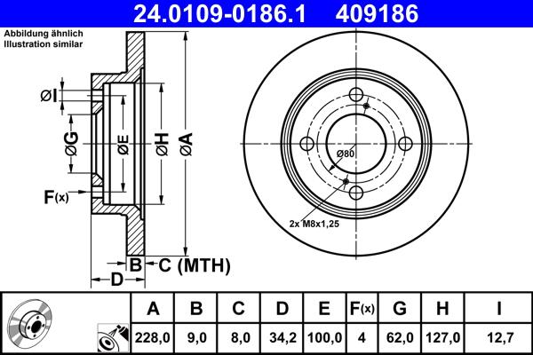 ATE 24.0109-0186.1 - Тормозной диск autospares.lv