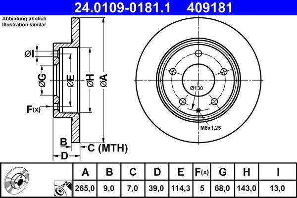 ATE 24.0109-0181.1 - Тормозной диск autospares.lv