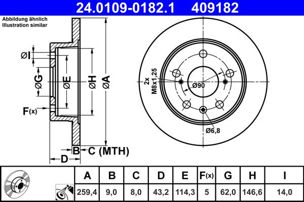 ATE 24.0109-0182.1 - Тормозной диск autospares.lv