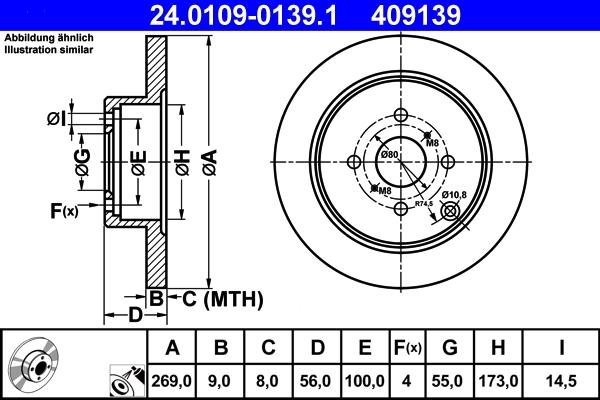 ATE 24.0109-0139.1 - Тормозной диск autospares.lv